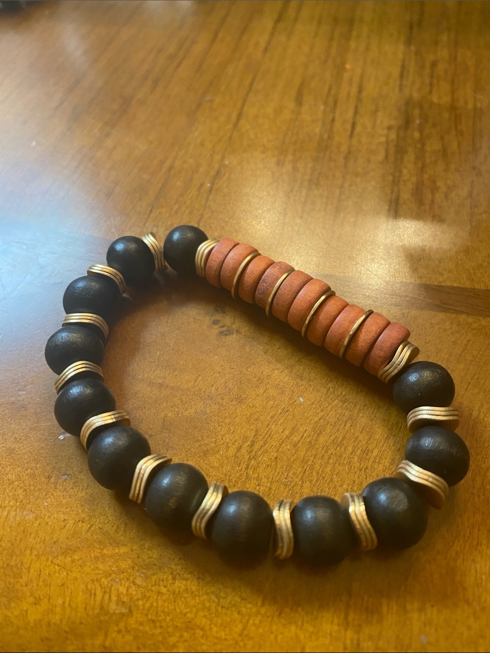 Plunder Men's Dark Brown and Tan Stack Beaded Bracelet